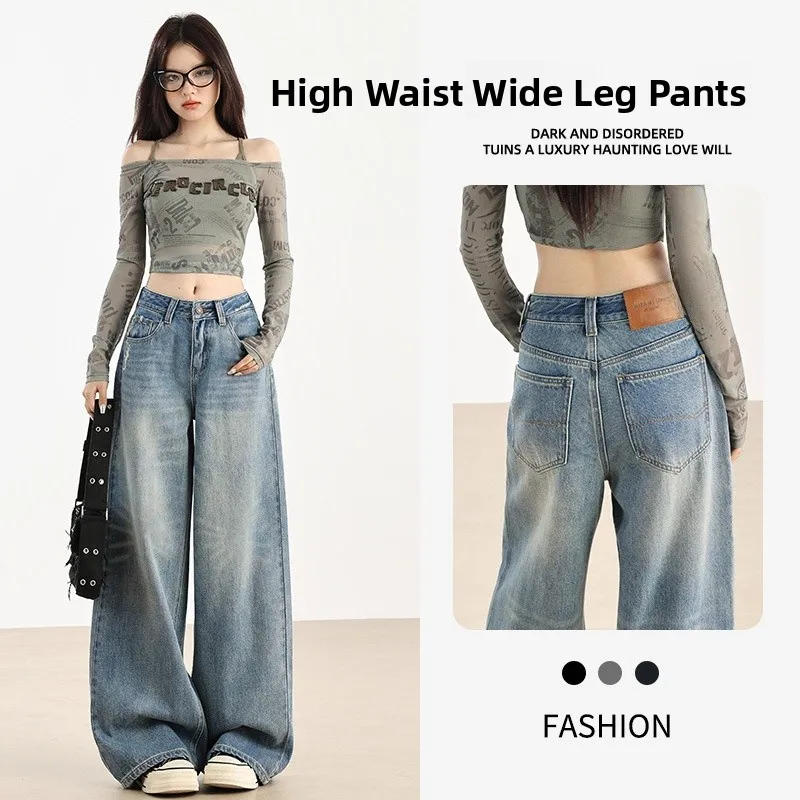 

Женские джинсы с высокой талией и широкими штанинами на флисовой подкладке, осенне-зимняя новинка, стройнящие, премиум-класса, с узором «Фейерверк», прямого кроя