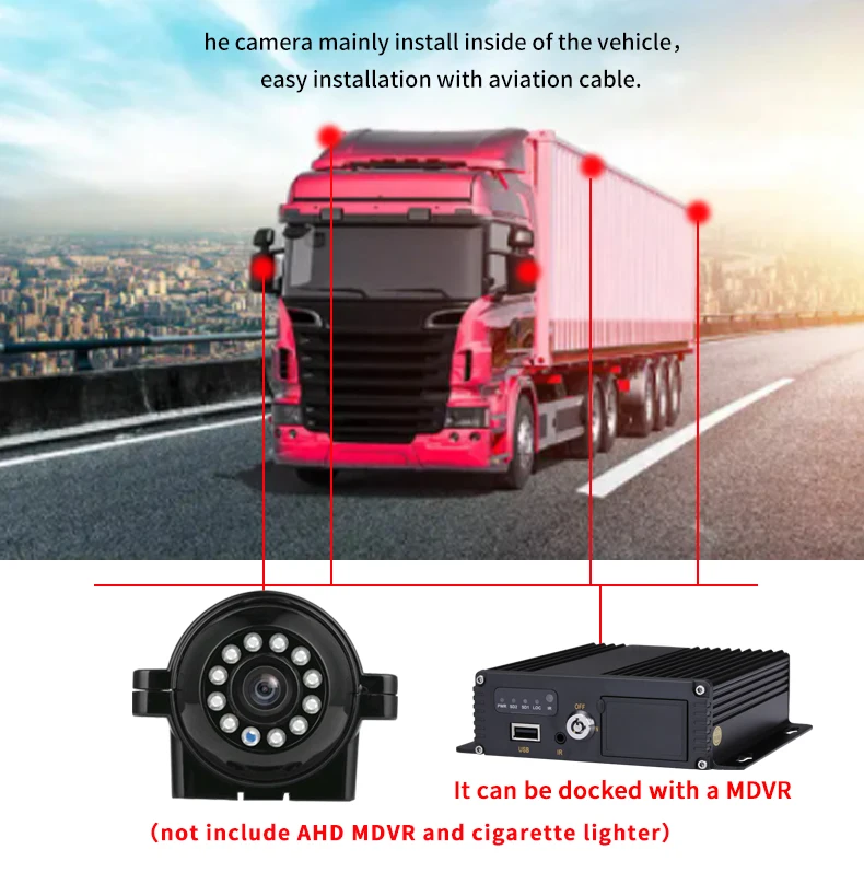 AHD HD Car Bus Camera 1080P/720P - Infrared Night Vision Rear Front Side View Safety Camera (2.8mm Lens) image