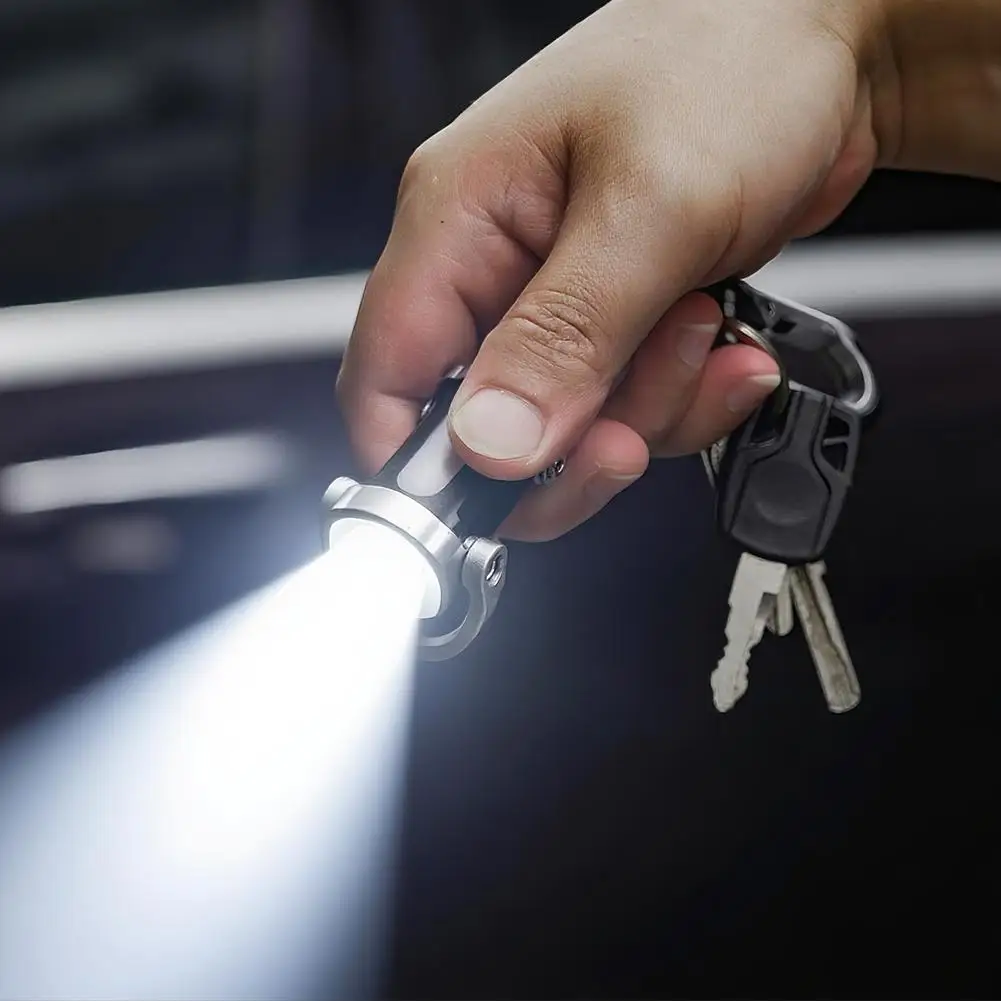 Rechargeable Mini Keychain Flashlight Portable Waterproof Camping Pocket Lamp with Keyring Hanging Light Hook Emergency Warning
