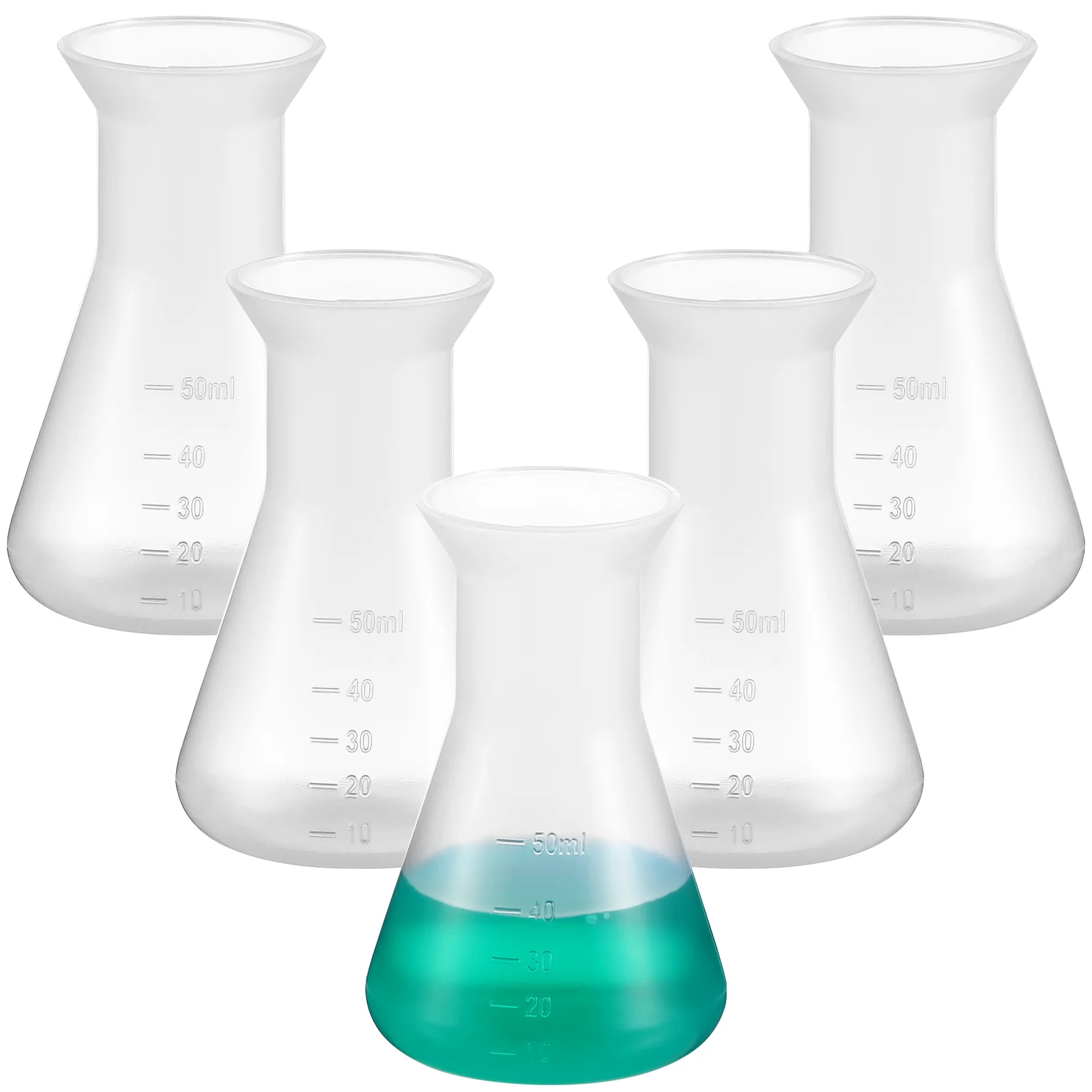 5 Pcs Plastic Erlenmeyer Flask Conical Flasks Laboratory Cone Pp Measuring Clear Research