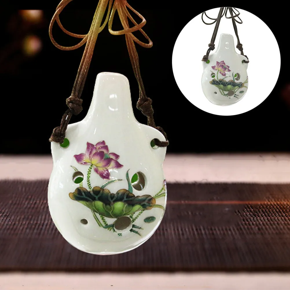 Beginner 6-Hole Ocarina Flower Modeling Practice Ocarina Instrument for Premium Ceramic Material Easy to Play Beautiful