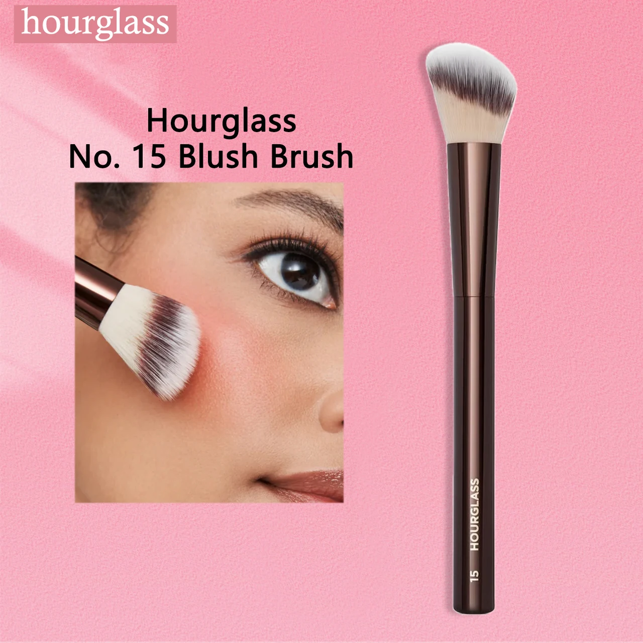 Hourglass No. 15 Blush Brush Cheeks Contour Blush Stippling Brush Cream Liquid Blushes Makeup Tool Angled Cream Blush Brush