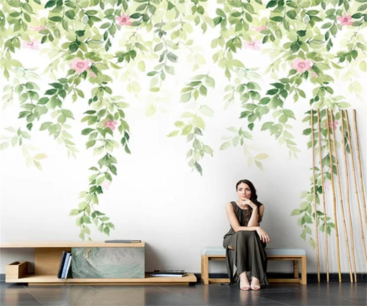 Custom size mural  Art American Plants Abstract Painting Flowers bird background wallpaper home decoration rose 3d wallpaper
