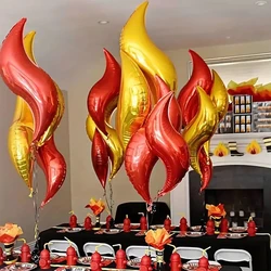 10pcs Flame Balloons 18/24inch S Shape Fire Balloon Fireman Sam Themed Balloons Boy Birthday Firefighter Themed Party Decoration