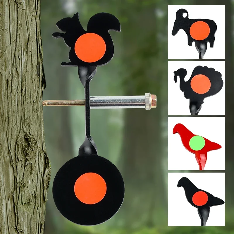 Shooting Metal Rotating Tree Target Outdoor Slingsshots Air Gun Steel Twisted Rotating Animal Simple Set Shooting Accessories