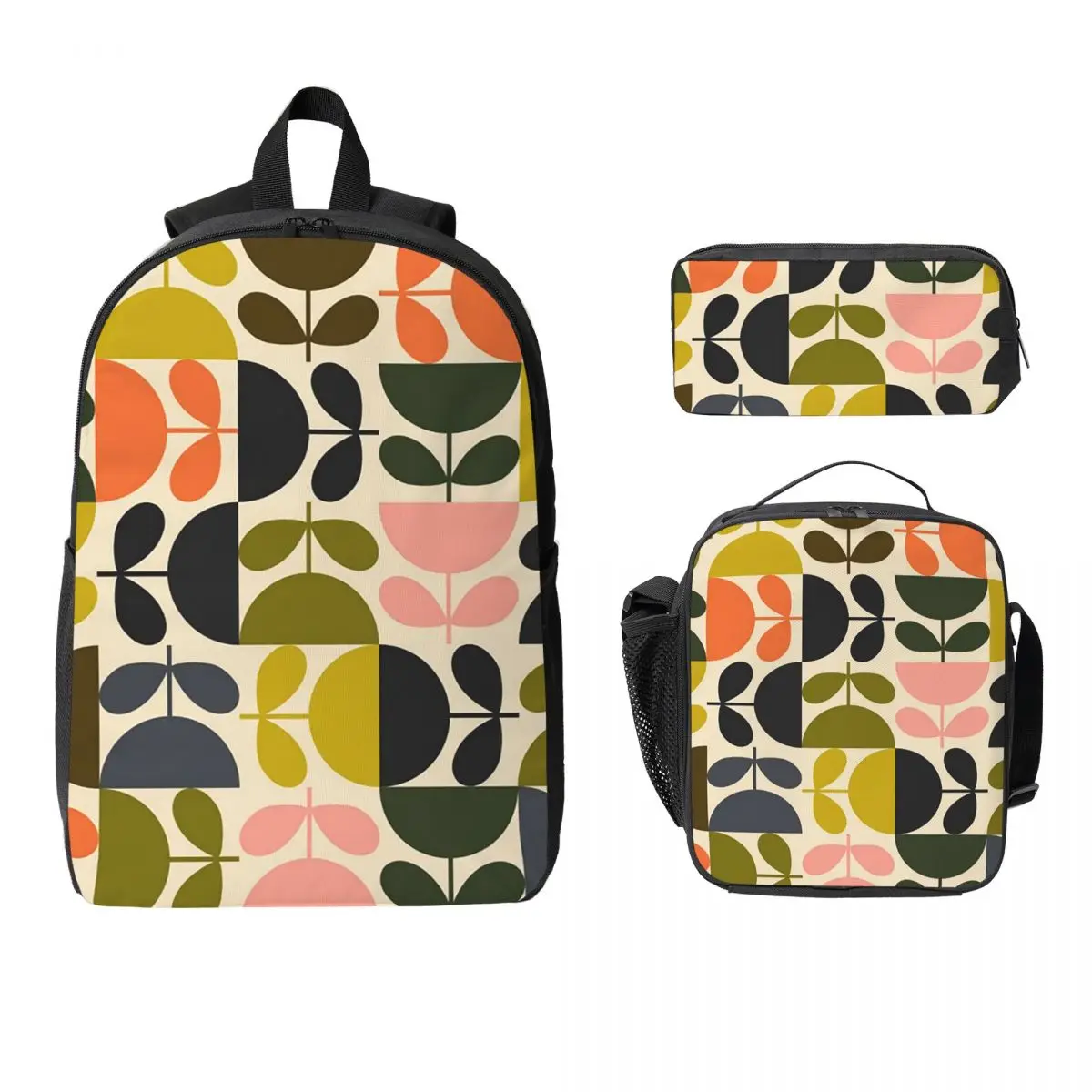 

Flower Stem Orla Kiely Pattern Backpack Boys Girls BookBag School Bag Laptop Shoulder Bags 3ps Insulated Lunch Bag Pencil Case