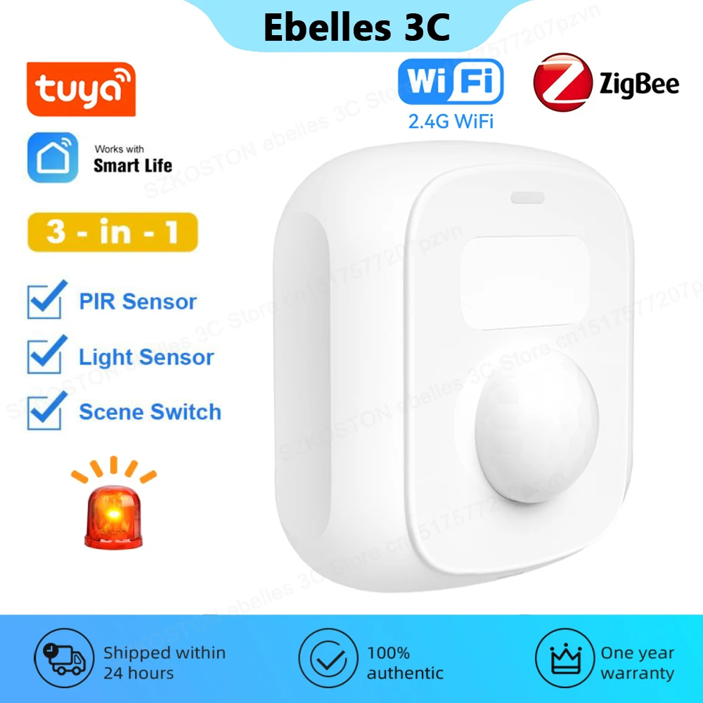 Tuya Zigbee PIR Motion Sensor Wifi Human Presence Sensor Light Sensors Scene Switch 3 in 1 Function Smart Life APP Push Message