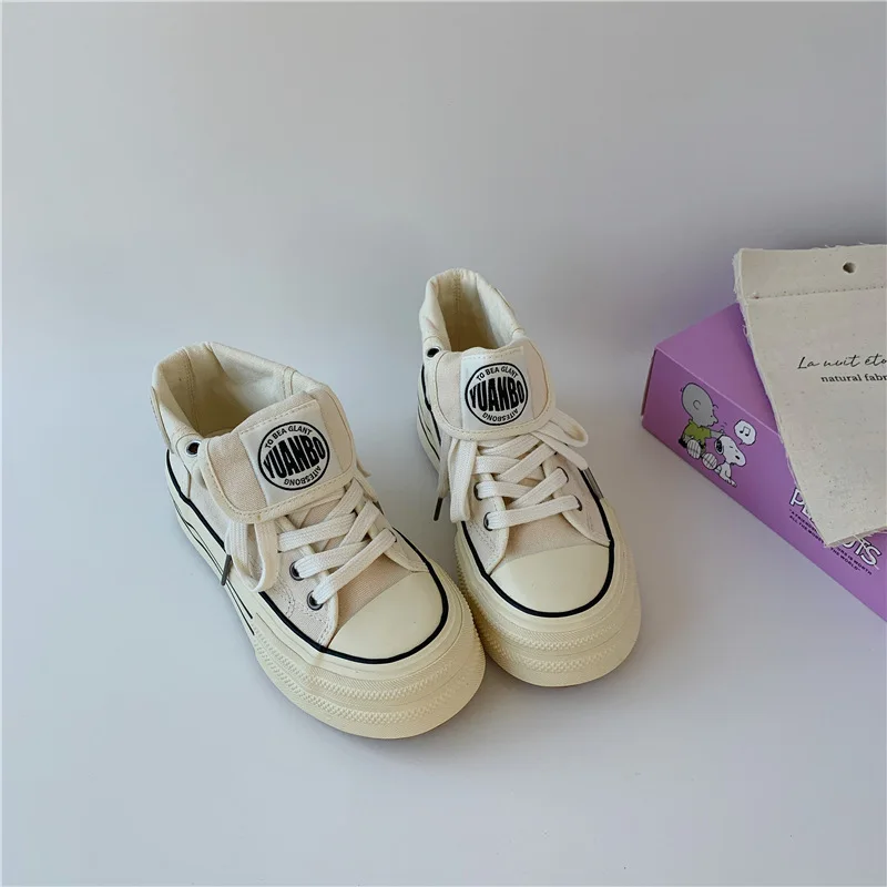 

Women's High Top Thick Bottom Canvas Shoes Spring New Style Student Retro Heightening Casual Board Shoes Rubber Outsole