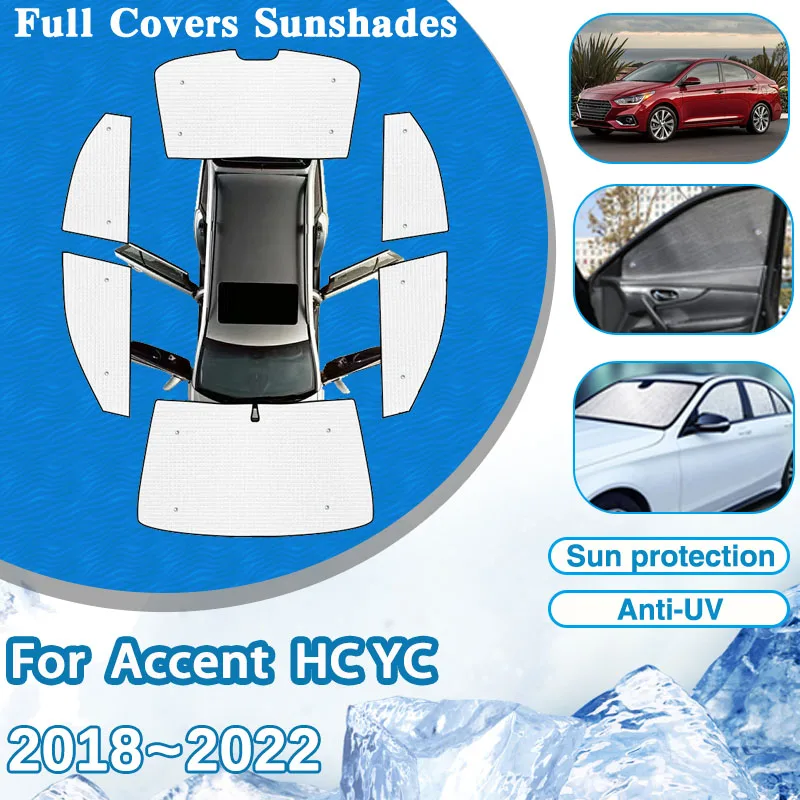 

For Hyundai Accent Verna Solaris HC YC Sedan 2018~2022 Full Sunshades Sunshades Sun Window Visor Car Accessories UV Protection