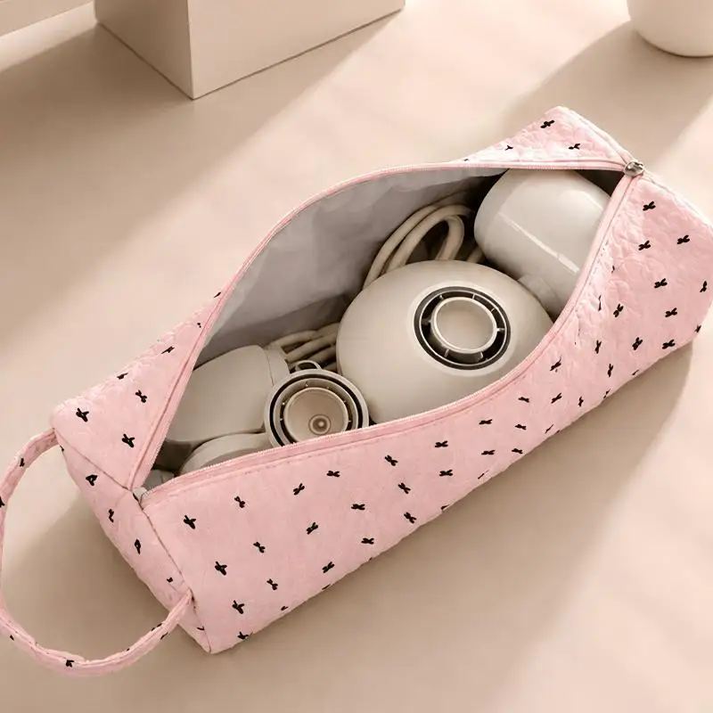 Portable Hair Dryer Storage Bag Quilting Cotton Large Capacity with Handle Dustproof for Travel Salon Household Hair Dryer Pro