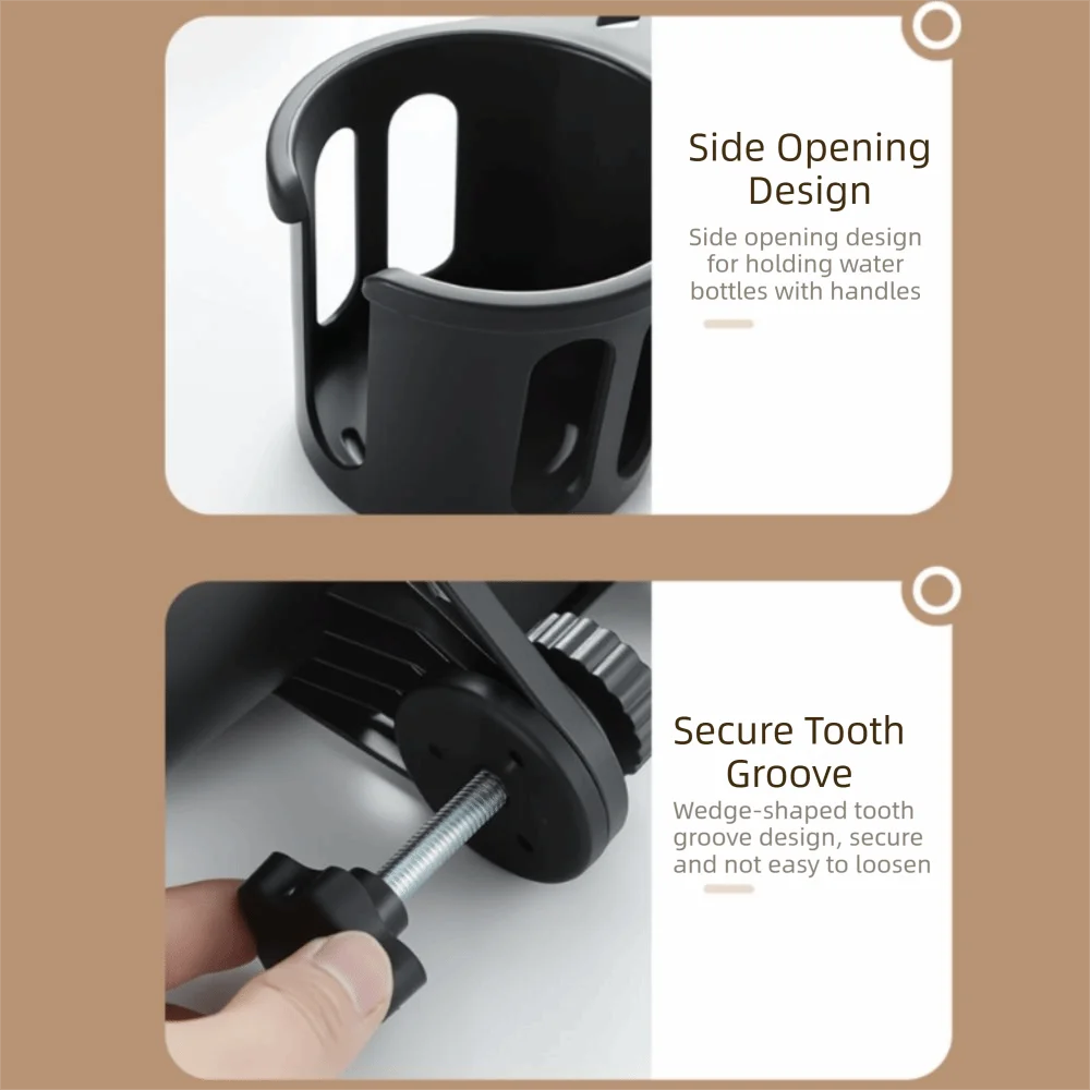 Adjustable Cup Holder Non Slip 360 Degree Rotating Desk Mug Bracket Anti Spill Anti Fall Design Table Cup Holder Desk Table Edge