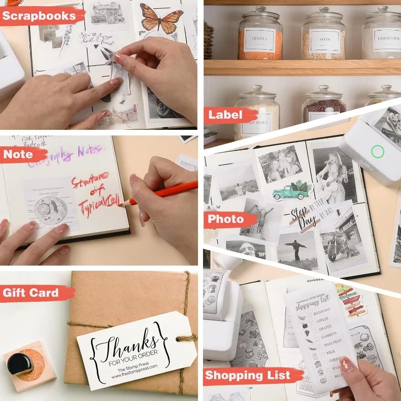 Thermische miniprinter, draagbare inktloze stickermaker, Bluetooth gratis gesneden kleine zakprinter voor kinderen DIY 57 mm fotoprint