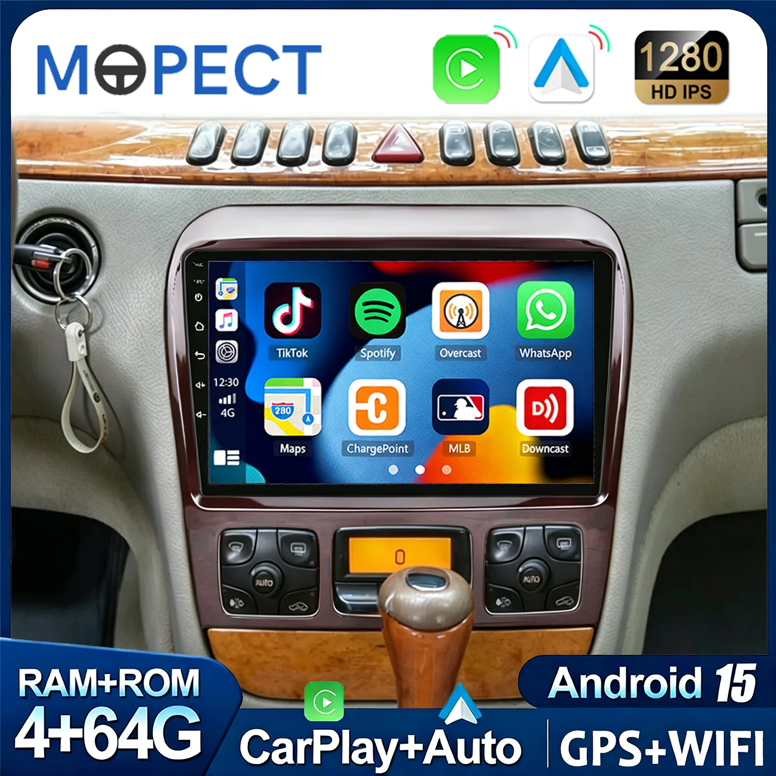 MOPECT Per Mercedes Benz Classe S W220 S280 S320 S350 S400 1998-2005 CarPlay Android Autoradio GPS RDS WiFi Stereo Multimediale