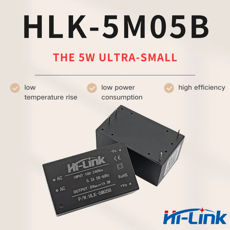 AC-DC โมดูลสวิตช์ไฟแยกขนาดเล็กพิเศษ 5W การใช้พลังงานต่ําสีเขียวการคุ้มครองสิ่งแวดล้อม HLK-5M05