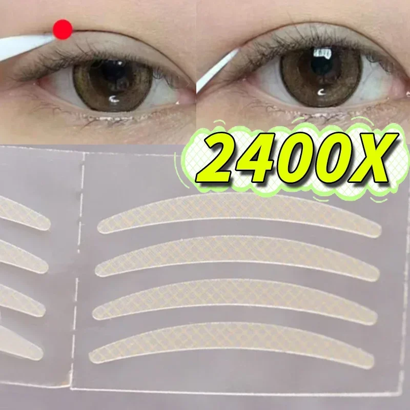 Double Eyelid Tape Sticker 2400Pcs Lace Clear Beige Eyelid Stripe Self-adhesive Natural Invisible Olive-shaped Eye Lift Makeup