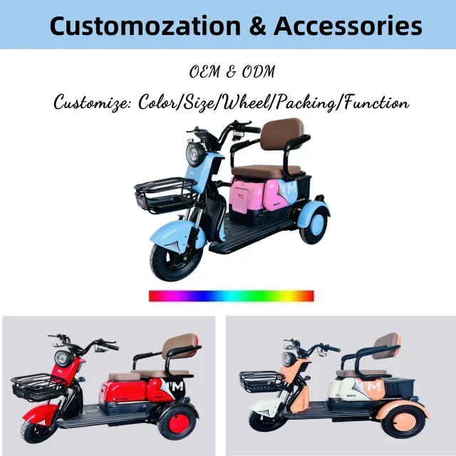 Mini Electric Scooter Electric Bike 3 wheel  3-Wheel Passenger Tricycle for Adults Smart Electric Tricycles for Daily Driving