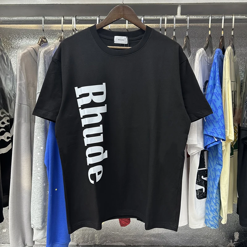 Rhude T-shirt van hoge kwaliteit, casual logo-print, ronde hals, korte mouw, zomer, modieus, heren, dames, losse katoenen top-T-shirt