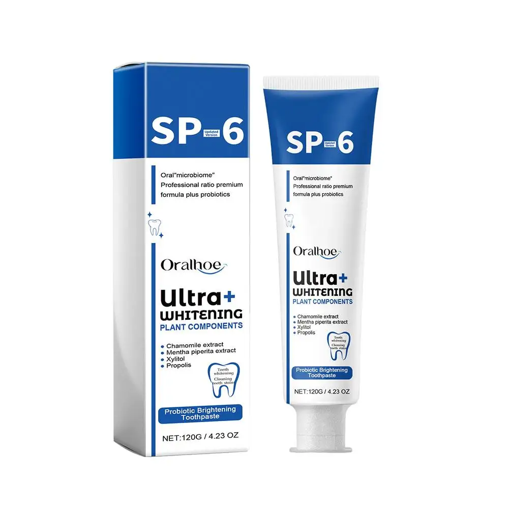 Dentifrice blanchissant probiotique Sp-6 Soin éclaircissant et anti-taches 120g Dentifrice pour les dents Enzyme Remodelé Sp4 Breath Whiteni H2s6