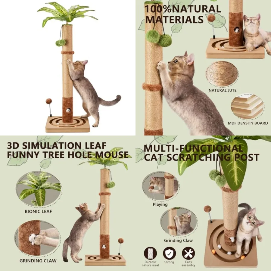

Tall Cat Scratchg Post Sturdy and Premium Scratch Posts with Hangg Ball and Ball Track Cute Cat Tree door