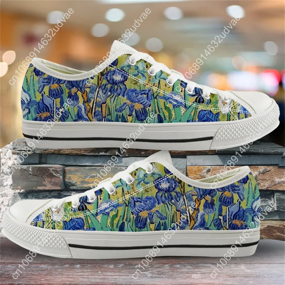 Zapatos de lona con pintura al óleo de Van Gogh para mujer, zapatillas planas transpirables, ligeras, con cordones, para Fitness al aire libre