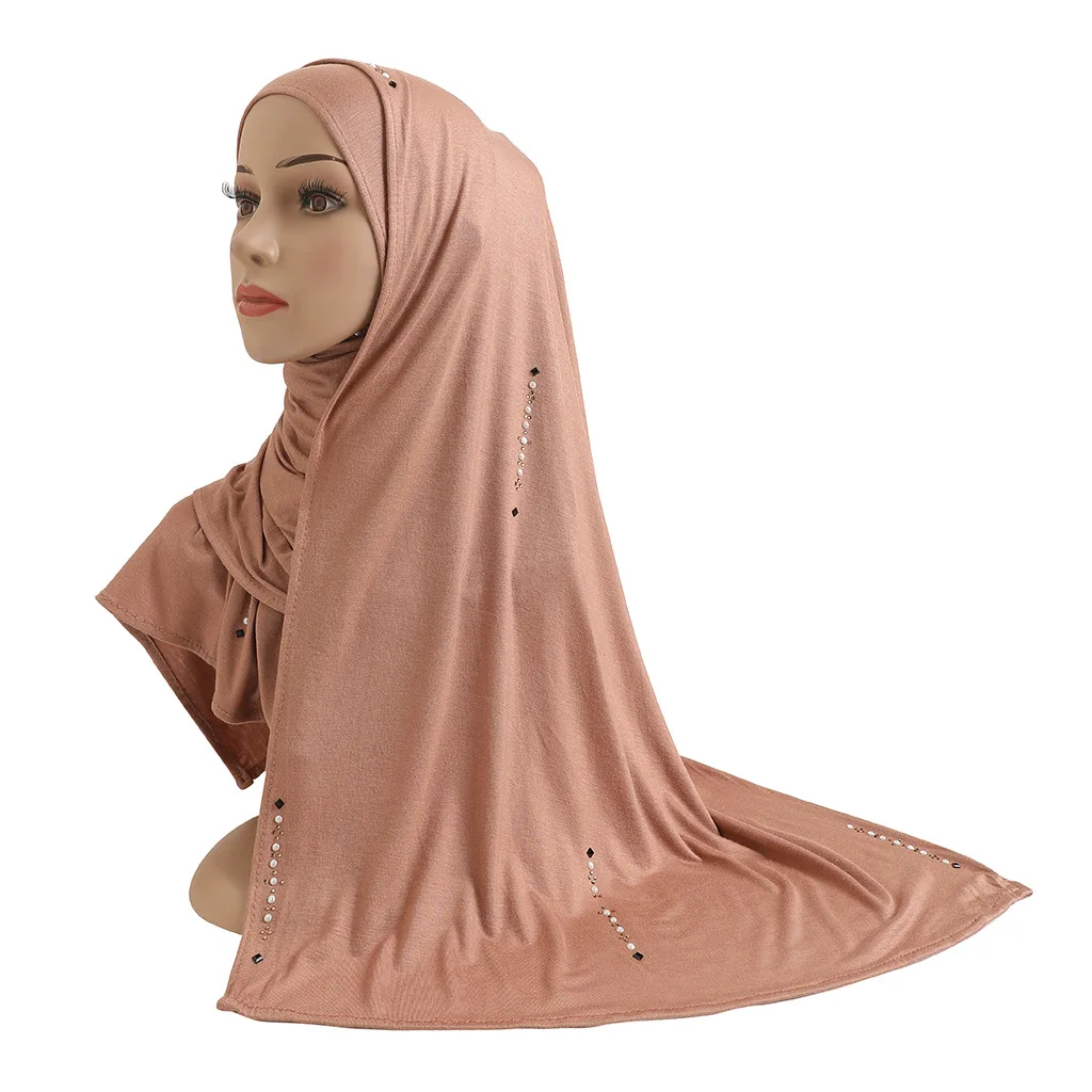 YYZ14  Instant Hijab  Big Size Hijab For Women Hot Drill Muslim Fashion Islam Hijab Cap Scarf For Muslim  Headscarf