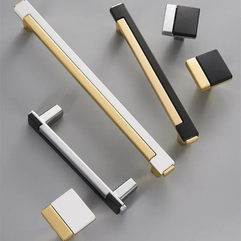 Fashion Gold Kitchen Handles for Cabinet Drawer Dresser Knobs Zinc Alloy Closet Door Pull Furniture Handle Door Hardware