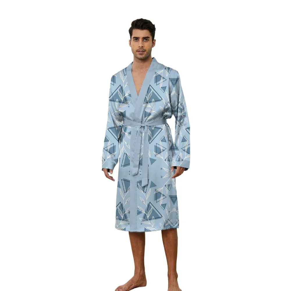 

2025 Spring Autumn men's long robe with digital printing, a must-have for leisure and entertainment sleeping robe Funny pajamas