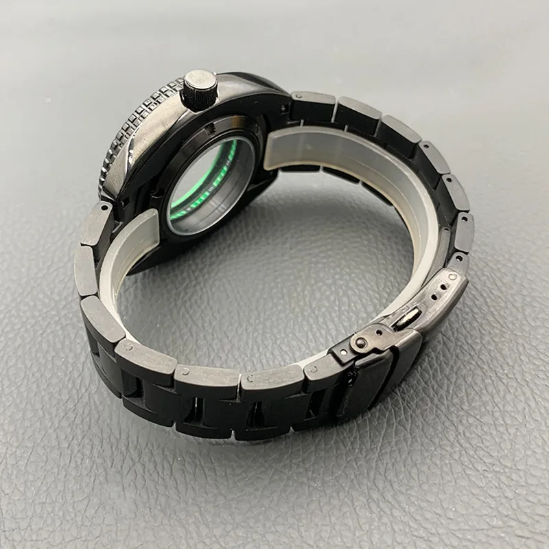 Mod 6105 Turtle Abalone Watch Case and Stainless Steel Bracelet Sets Black Fit NH35 Movement Watch Case and 22mm Watch Stap Kits