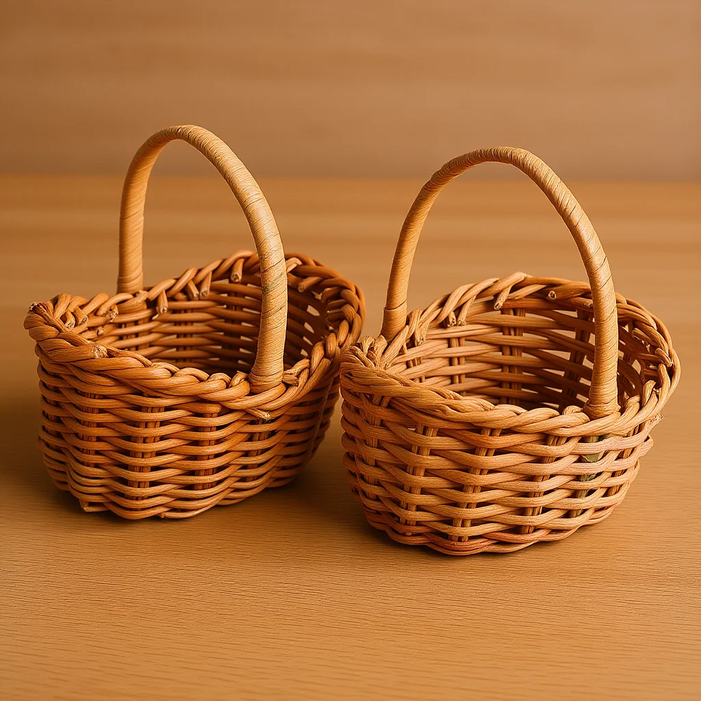 

2pcs Mini Woven Baskets Rattan Flower Farmhouse Decor Small Basket For Wedding Party Tabletop Garden Storage Basket Ornament