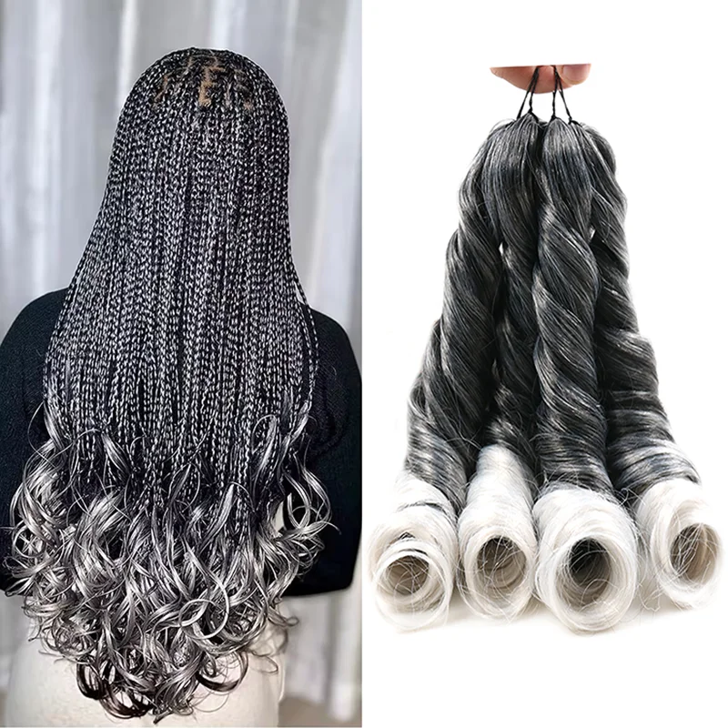 Snowdrop ikal Perancis ekstensi rambut kepang sintetis kualitas tinggi serat longgar gelombang Crochet rambut kepang Extensiond untuk kepang