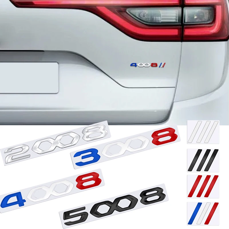 Metal 3D Badge Decorative Strips Logo Car Rear Trunk Body Sticker /// Emblem For Peugeot 2008 3008 4008 5008 208 308 408 508