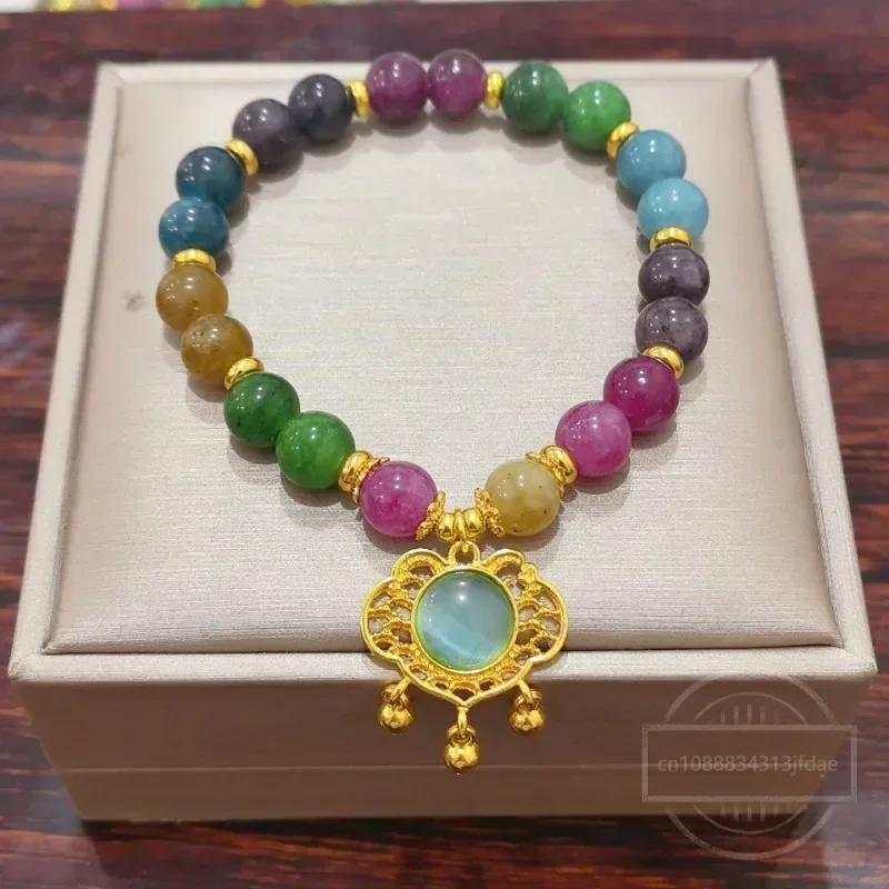 Natural Jade Agate Gold Plated Flower Bracelet Exquisite Sexy Young Girls Fashion Real Jewelry Best Selling Holiday Gifts