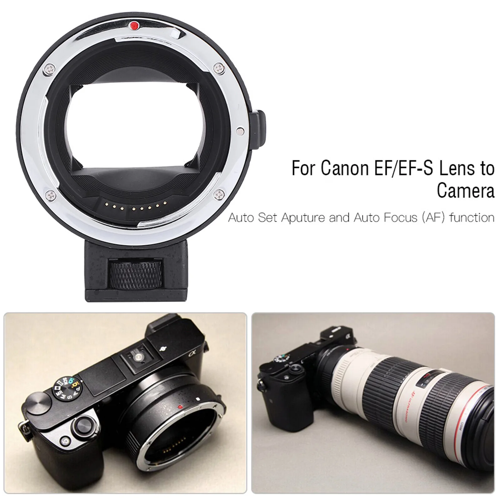 Camera Lens Adapter Professional Auto Focus EFNEX II Mount Adapter for Ef EFS Lens to for Emount Camera EF‑NEX Camera Adapter