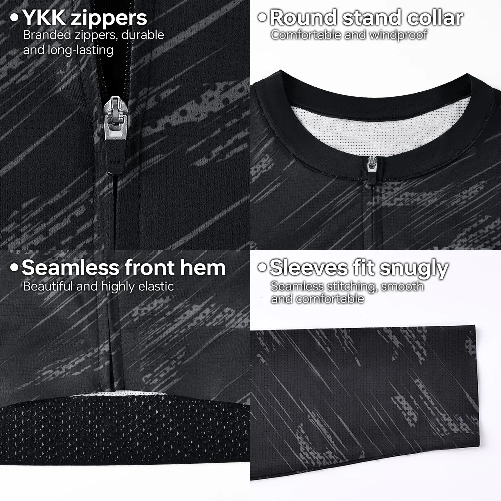 X-TIGER Cycling Jersey Long-Sleeved Zip-Up Cycling Jersey Slim-Fit Sportswear Men's Breathable Bike Jersey Sportswear