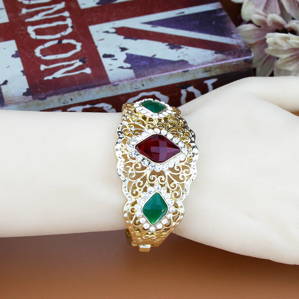 Neovisson High Quality Women Bangle Luxury Gold Color Bride Wedding Jewelry Algeria Morocco Bracelet Wrist Jewelry