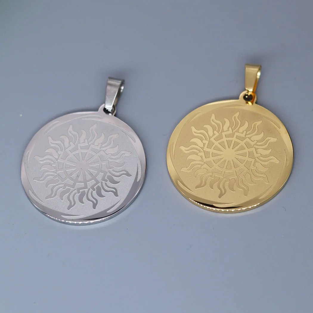 2pcs Round Punk Viking Sun Wheel Medallion Stainless Steel Pendant Charms for Jewelry Making Necklace Keychain diy Accessories