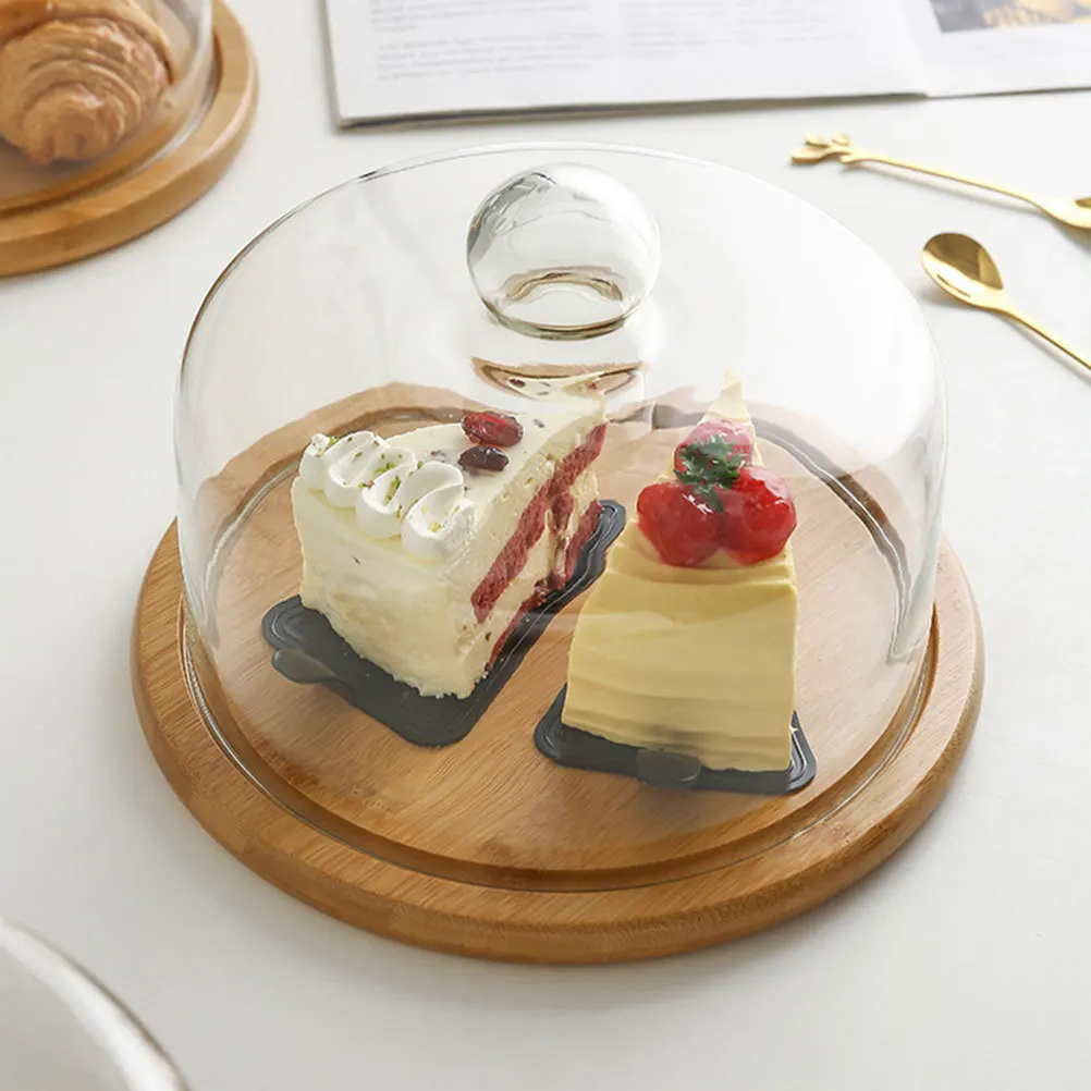 

Transparent Cake Dome Cover 21cm Round Glass Food Protector Lid for Cake Stand Dessert Serving Plate Pie Dome Cover Glass