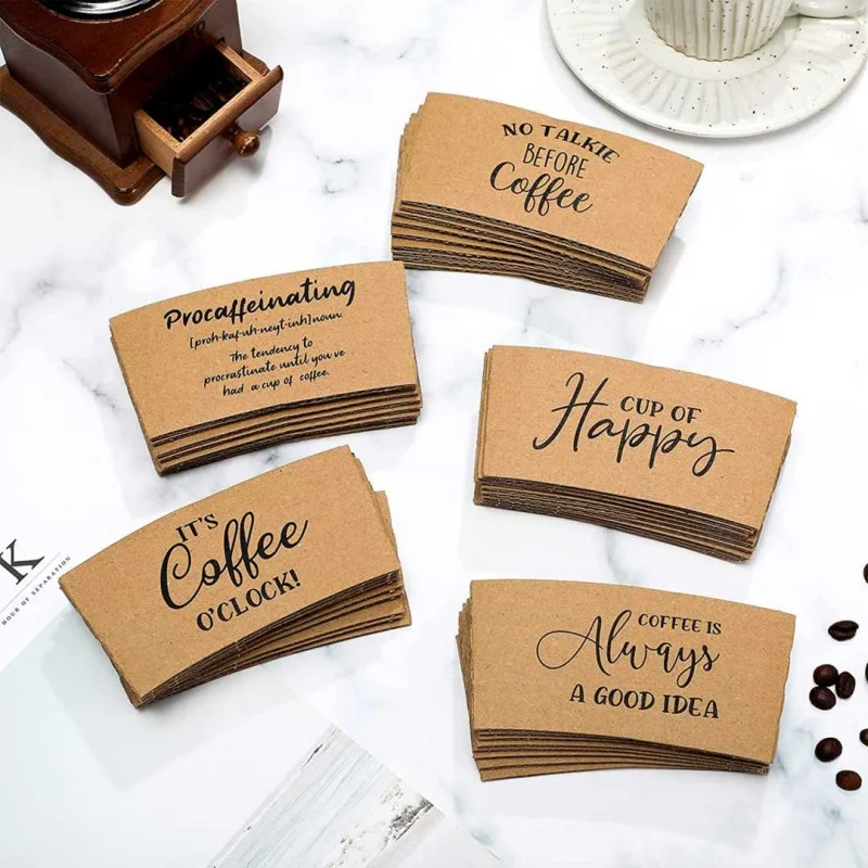 Funda de taza de café de papel para llevar personalizada, producto Biodegradable ecológico, venta al por mayor