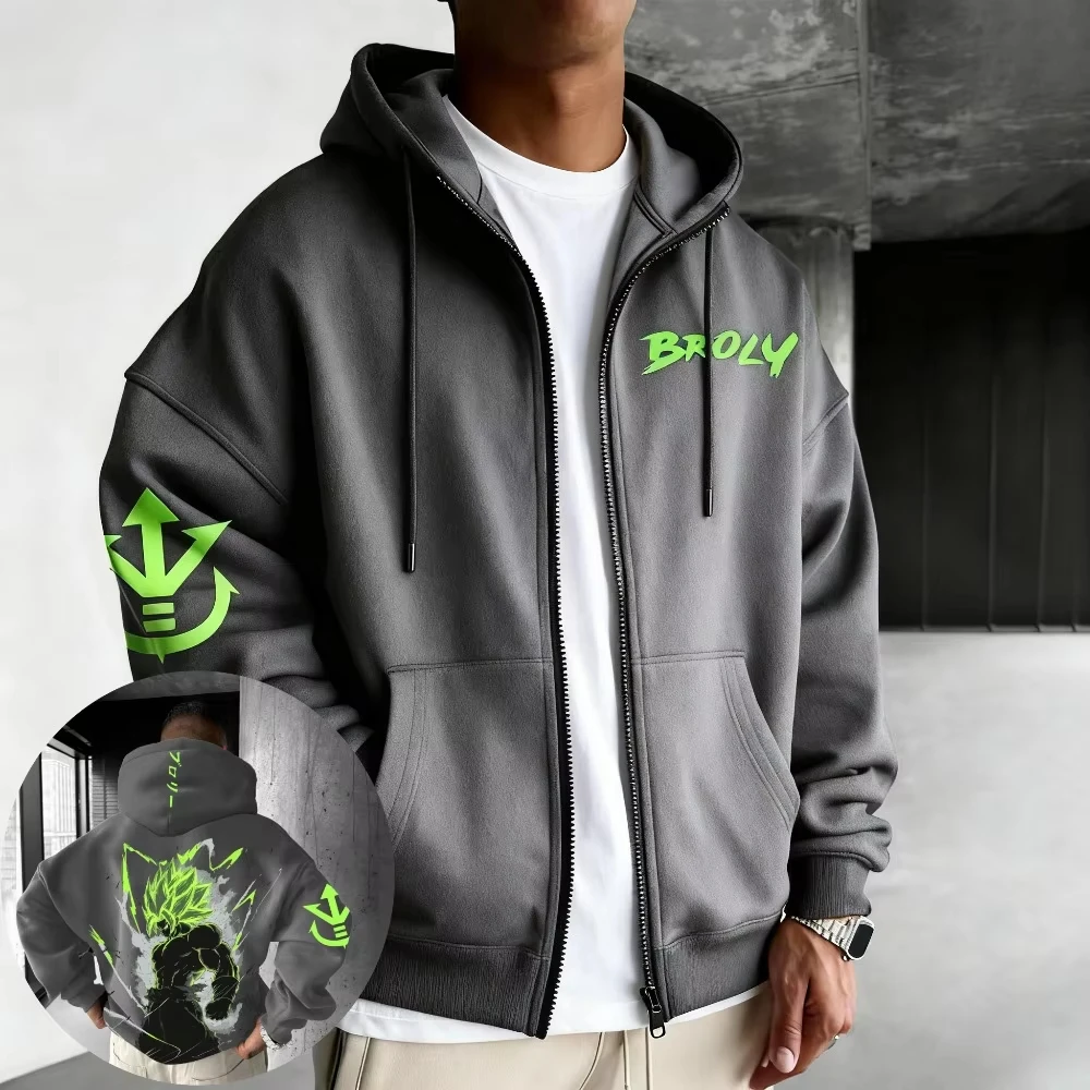 

Men's New Dragon Ball Men's and Women's Zipper Coat Hoodie Sweater Long-sleeved Jacket Broly Anime Spring and Autumn Warm Top