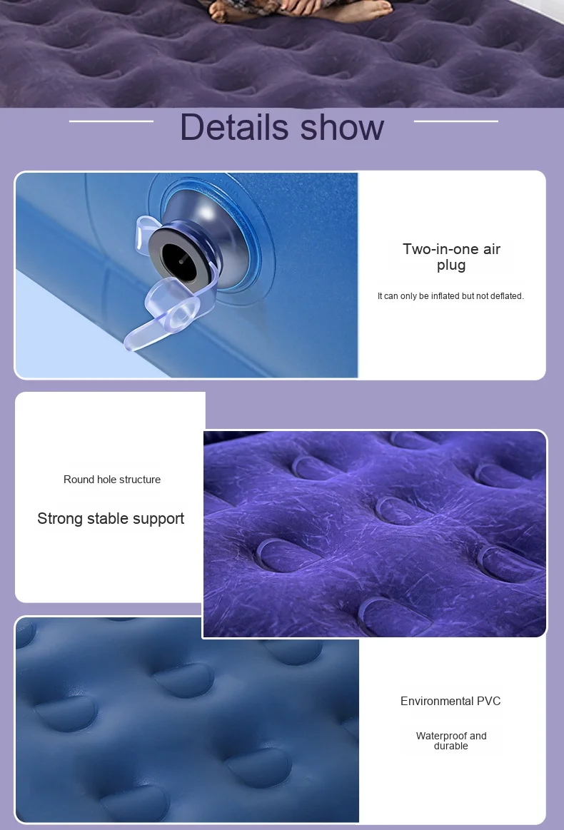 المحمولة قابلة للطي ذاتية النفخ المعايير الأوروبية المدمج في مضخة المنزلية في الهواء الطلق التخييم مرتبة هوائية سرير هوائي