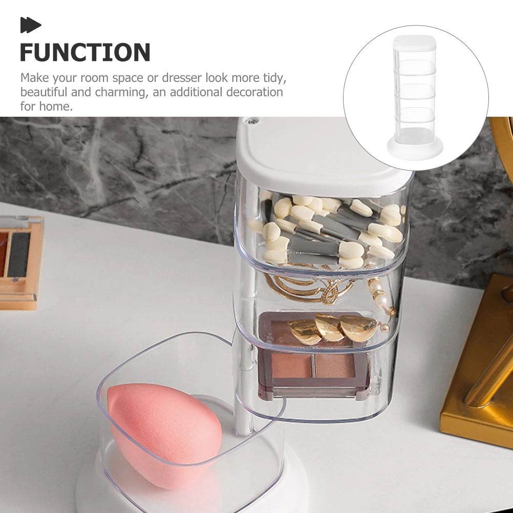 

Clear Rotatable Jewelry Organizer Storage Box Desktop Display Earrings Necklaces Bracelets Accessories Clear Organizer