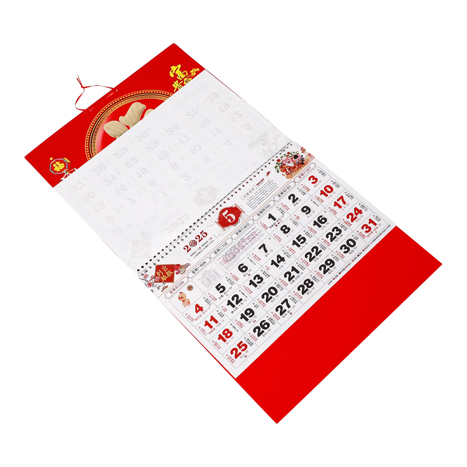 Wandkalender 2025, chinesische Neujahrsdekoration, Veranstaltungen, Mondschlange-Stil, Jahre für Büro, Vintage