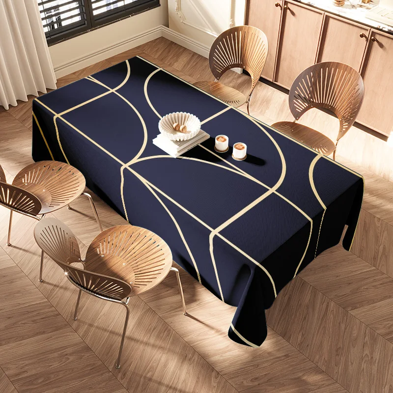 Modern Dining Table Cloth with Elegant Golden Stripes Perfect for Home Decor Festive Meals! (128 Characters)