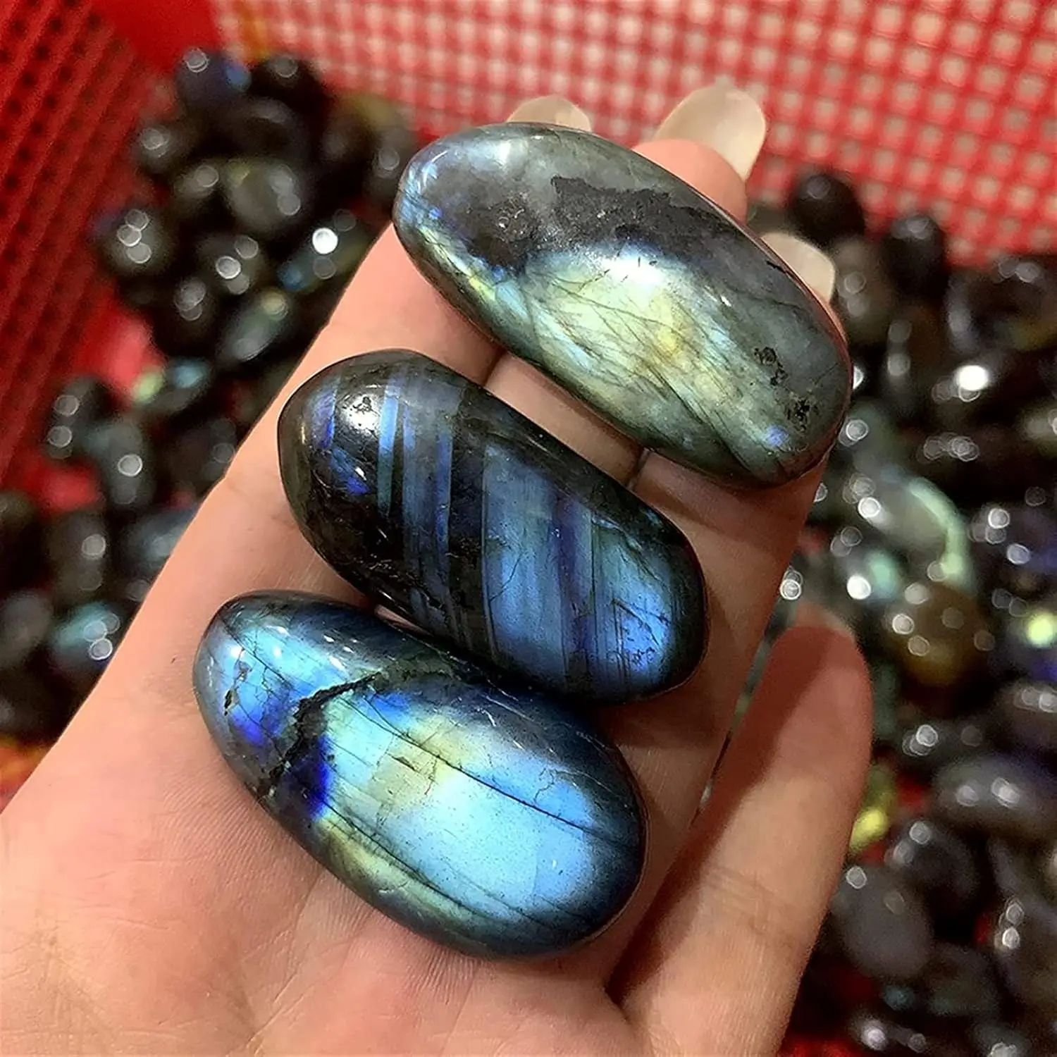 AMAZWI Piedras minerales de color natural Labradorit cristal original piedra lunar piedras naturales，Ideal for Home Decor