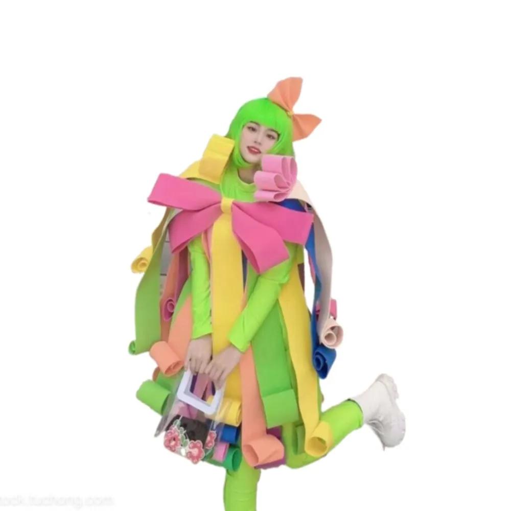 New Colorful Performance Clothing Interactive Stage Model Clothing for Amusement Park Candy Color Drag Queen Costume Set