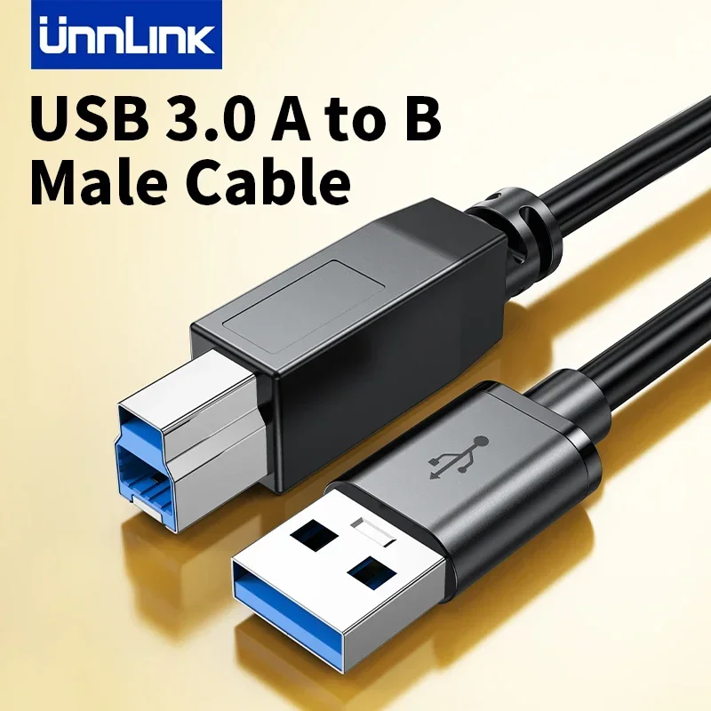 Unnlink USB Printer Cable USB 3.0 Type A Male to B Male Cable for PC to Scanner Printer Cord Monitor Connect Mouse Keyboard