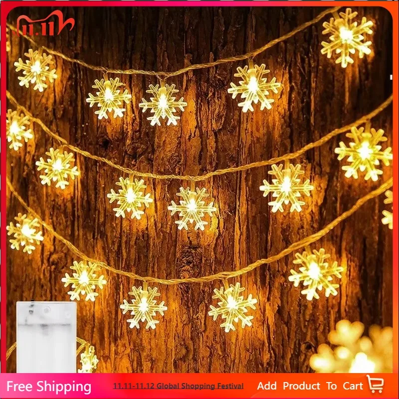 

Snowflake LED String Lights LED Fairy Lights Battery Powered Fairy Light Wedding Party Garland Room Decorations Noel Navidad