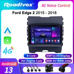 roadivox Android Car Radio for Ford Edge 2 2015 - 2018 GPS Navigation Video Stereo Screen Multimedia Player Recorder Carplay