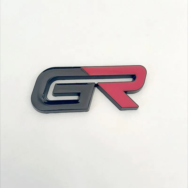 3D Metal Black Red Logo GR Emblem Letters Car Front Grill Badge For Toyota Hilux CHR Corolla Yaris GR Sticker Accessories view 5
