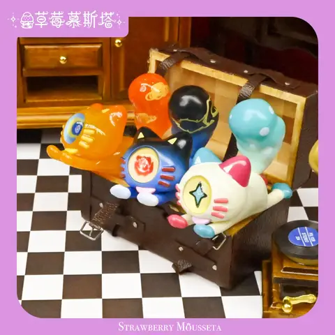 New Strawberry Mousseta Genuine Downy Prank Park Series Cute Bean Blind Bag Collectible Figurine Trendy Toy Gift Display Figure
